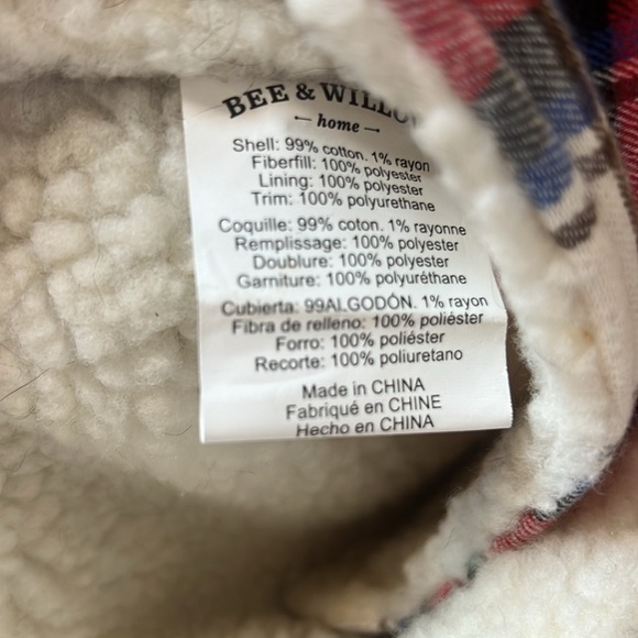 Bee & Willow Home Red Plaid Sherpa Lined Dog Coat Jacket Size Large 15” - 17” - Picture 5 of 6